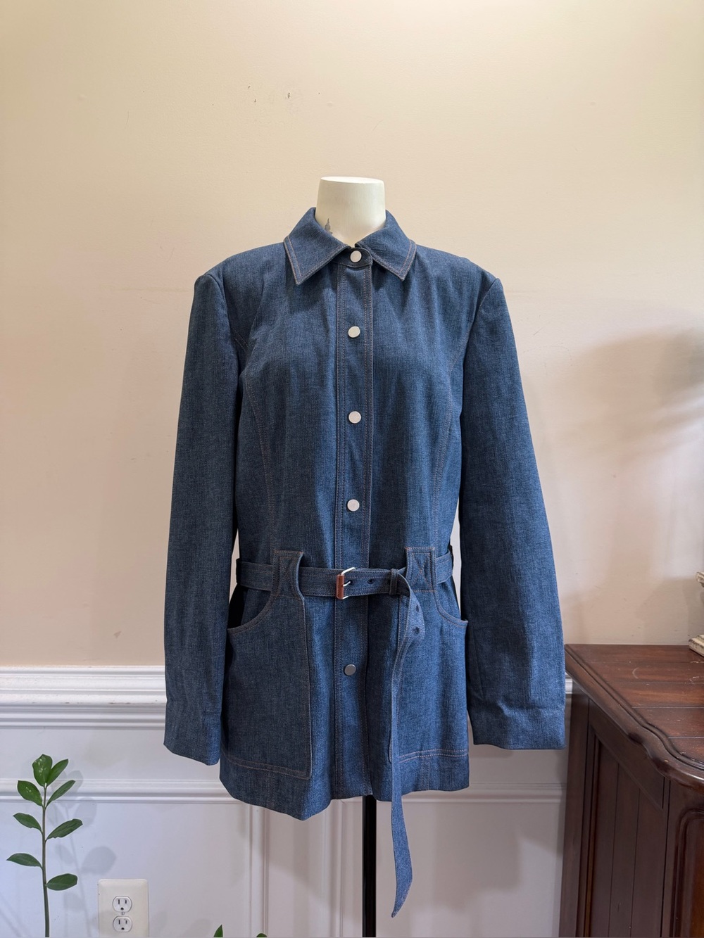 Nordstrom Classic Blue Denim Belted Jacket - Women's